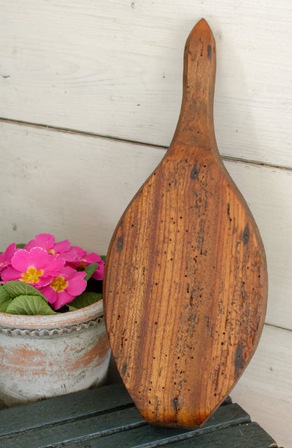 French Antique Wooden Hand-Carved Butter Mold Moule a Beurre en Bois Stamp Press Mould Leave Design