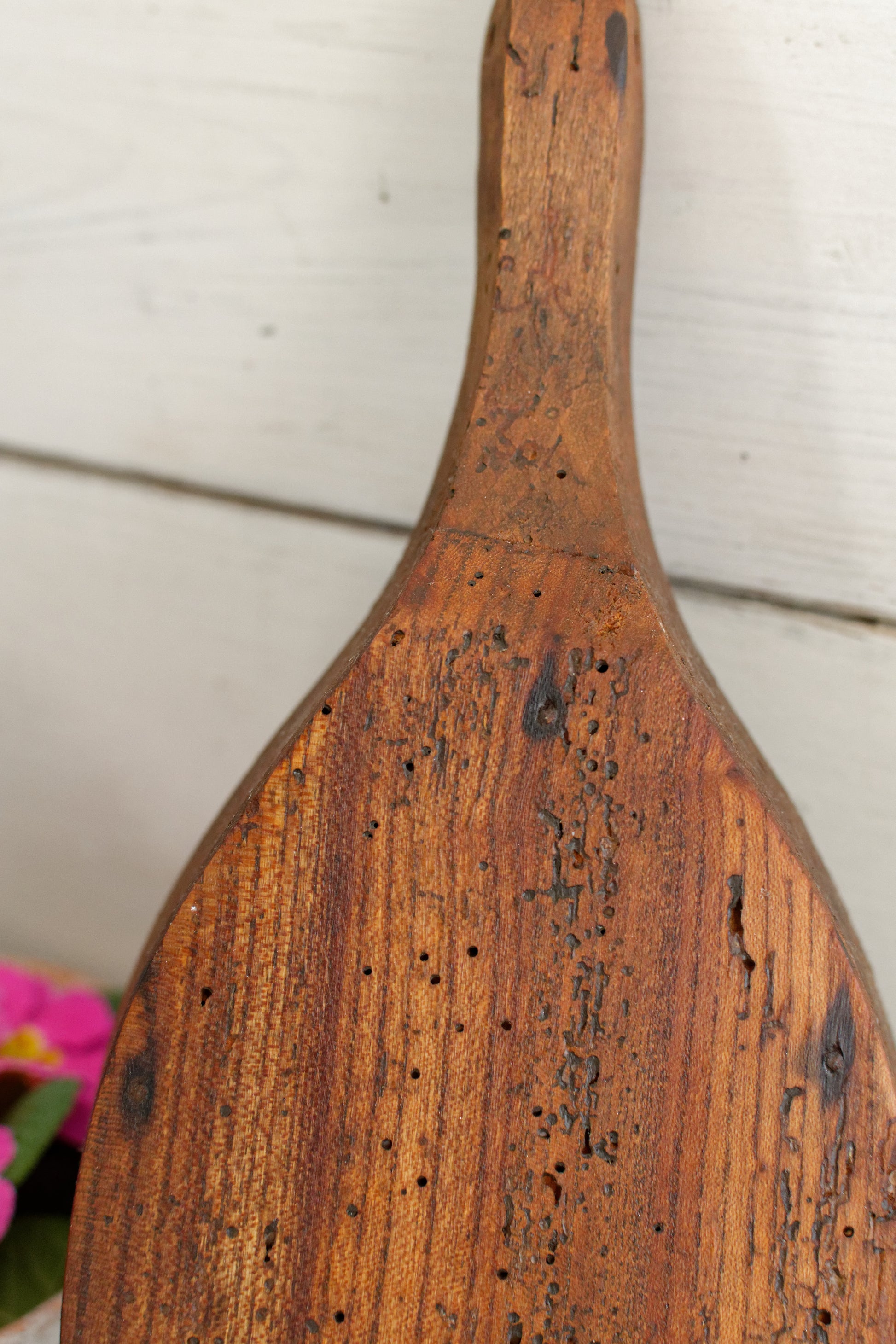 French Antique Wooden Hand-Carved Butter Mold Moule a Beurre en Bois Stamp Press Mould Leave Design