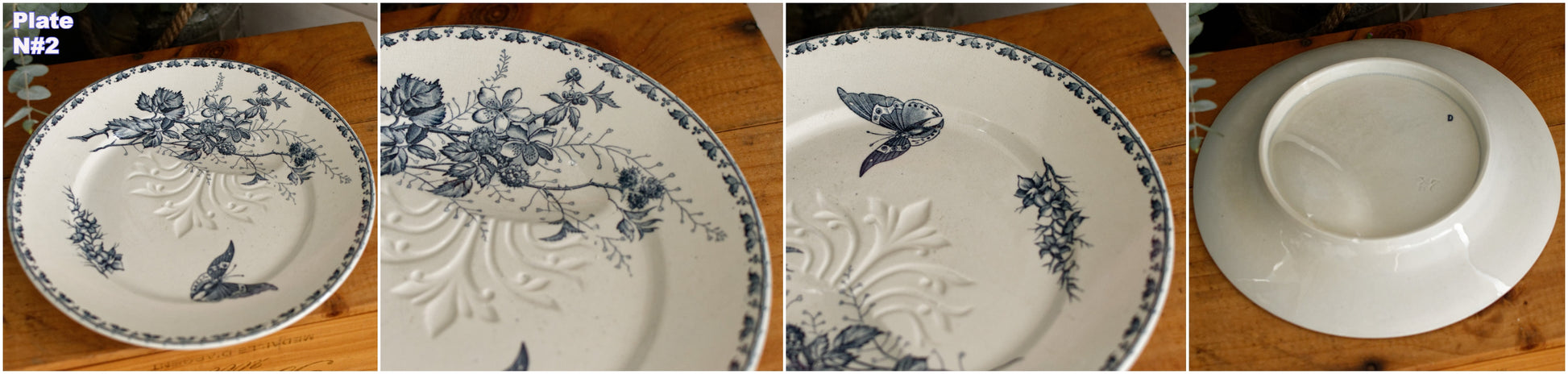 CARMEN Motif Sarreguemines U&C French Antique Ironstone Blue Transferware Asparagus Plate Terre de fer en Faience