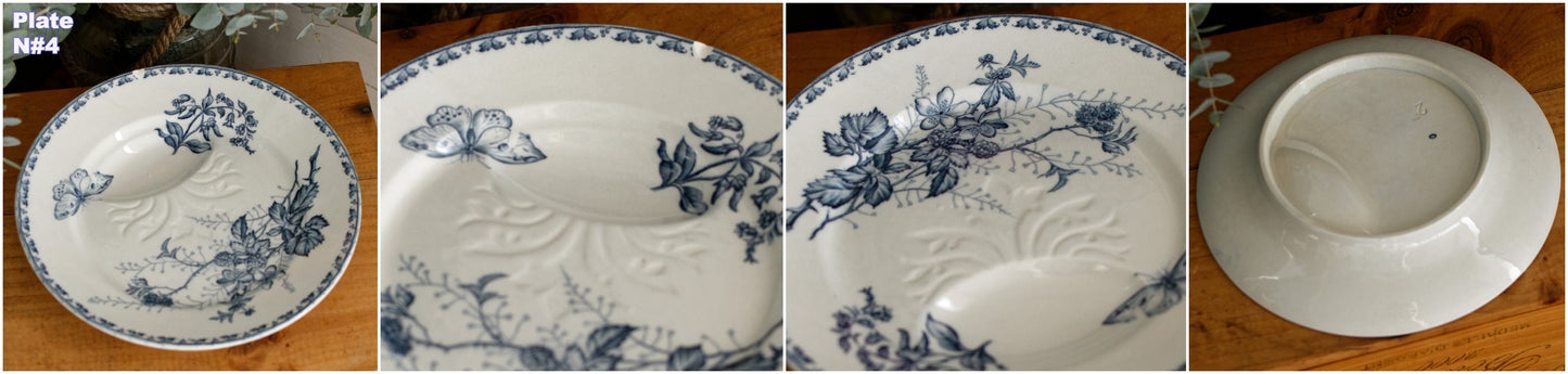 1920s ~ "CARMEN" Sarreguemines U&C ~ French Antique Ironstone Blue Transferware Asparagus Plate ~ Terre de fer en Faience