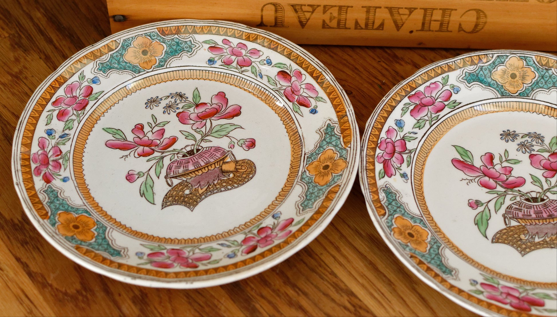 "CHINE" Motif K&G (Keller et Guérin) Lunéville French Antique Ironstone Polychrome Small Plate Terre de Fer en Faience