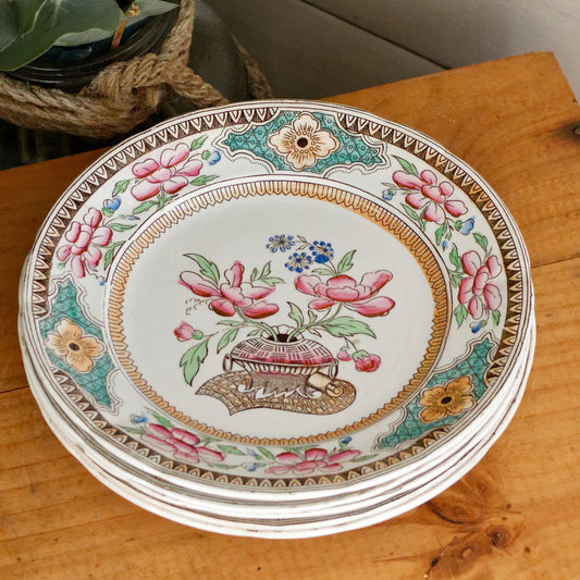 "CHINE" Motif K&G (Keller et Guérin) Lunéville French Antique Ironstone Polychrome Small Plate Terre de Fer en Faience