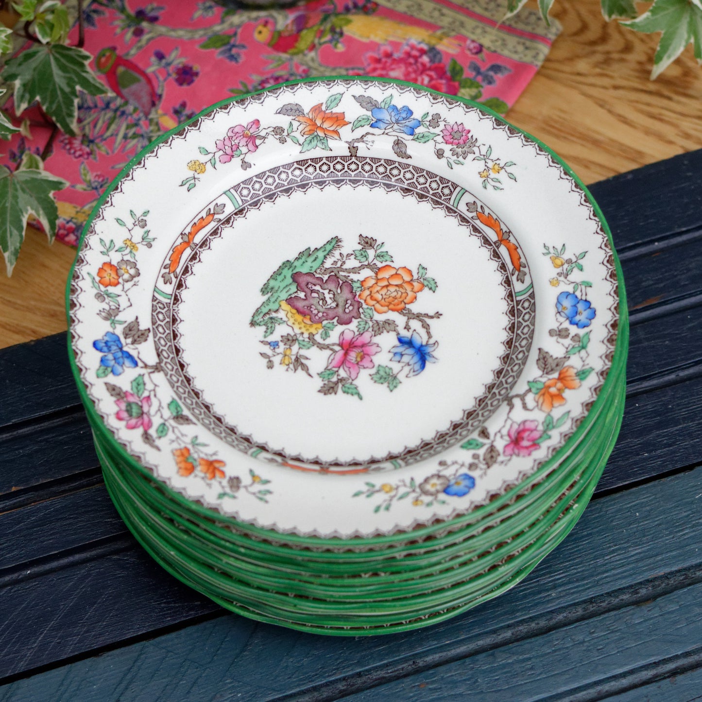 1913 CHINESE ROSE COPELAND SPODE N 629599 Collectible English Antique Ironstone Plate Terre de Fer