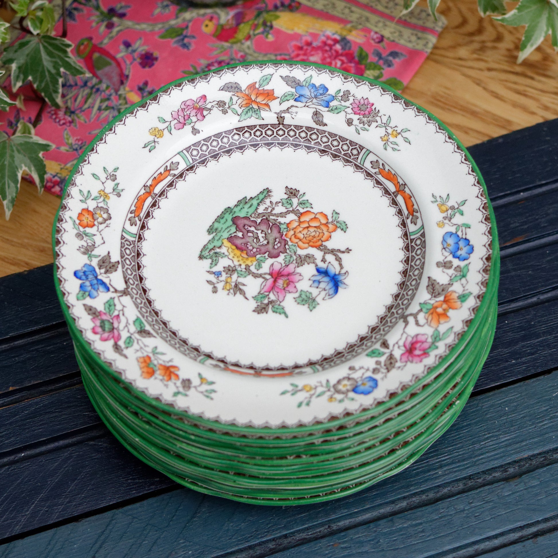 1913 CHINESE ROSE COPELAND SPODE N 629599 Collectible English Antique Ironstone Plate Terre de Fer