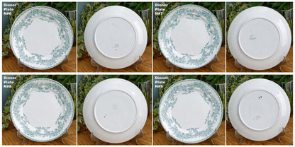 French Antique Ironsonte COPPELIA Motif Faiencerie D'Onnaing Nord Green Transferware Plate Terre de Fer