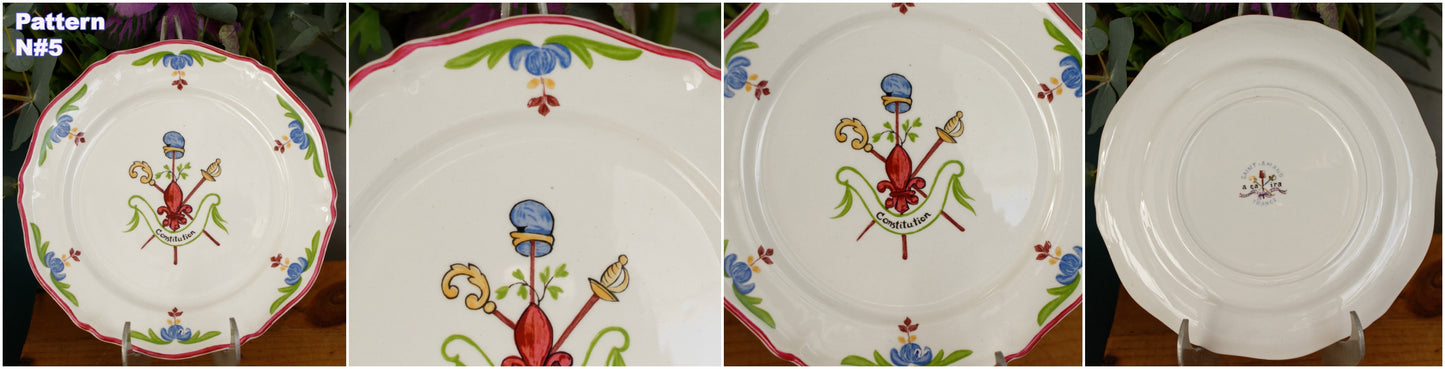 1940s ~ "A Ca Ira 1791" Saint Amand ~ French Vintage Ironstone Salad Plate ~ Revolutionary Constitution Decorative Plate ~ Terre de fer