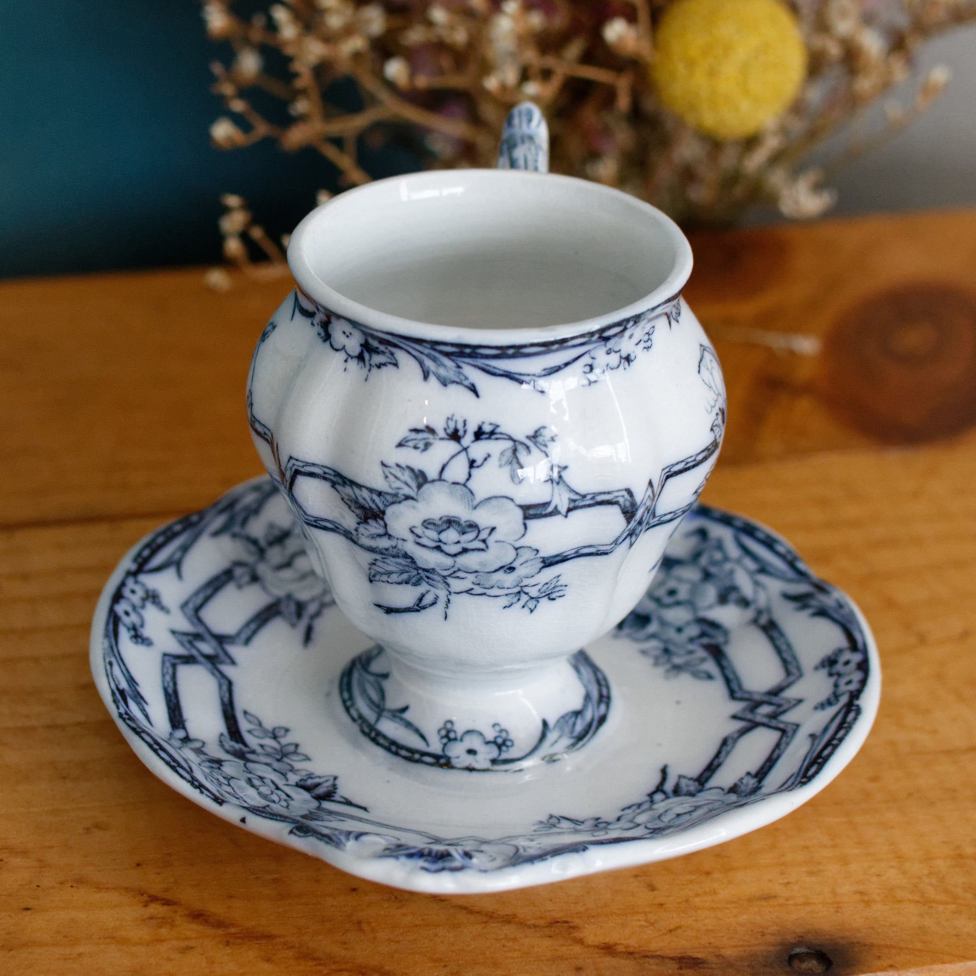CERES Sarreguemines French Antique Ironstone Lavender Transferware Mustard Pot Jar Moutardier Terre de Fer Faience