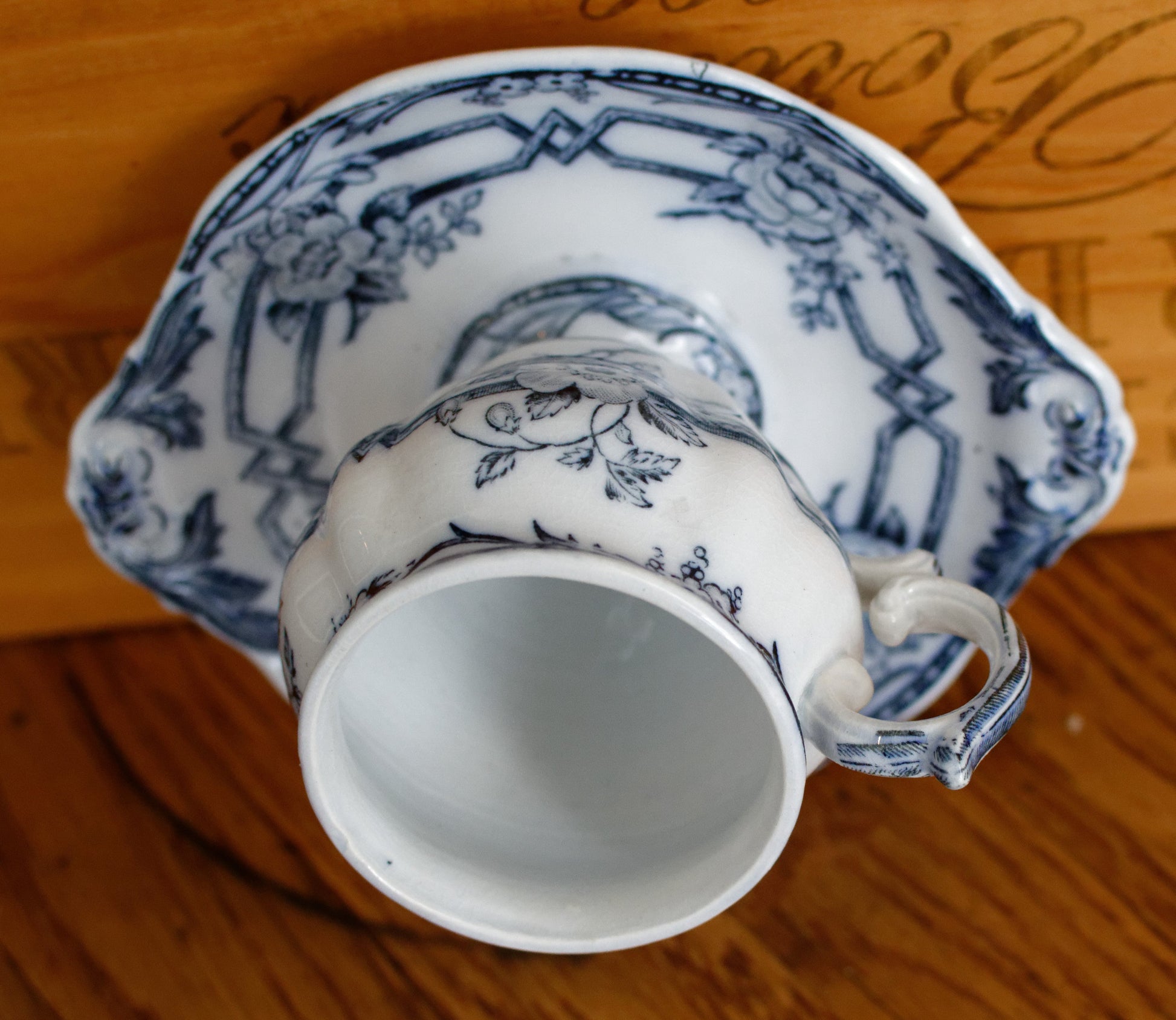 CERES Sarreguemines French Antique Ironstone Lavender Transferware Mustard Pot Jar Moutardier Terre de Fer Faience