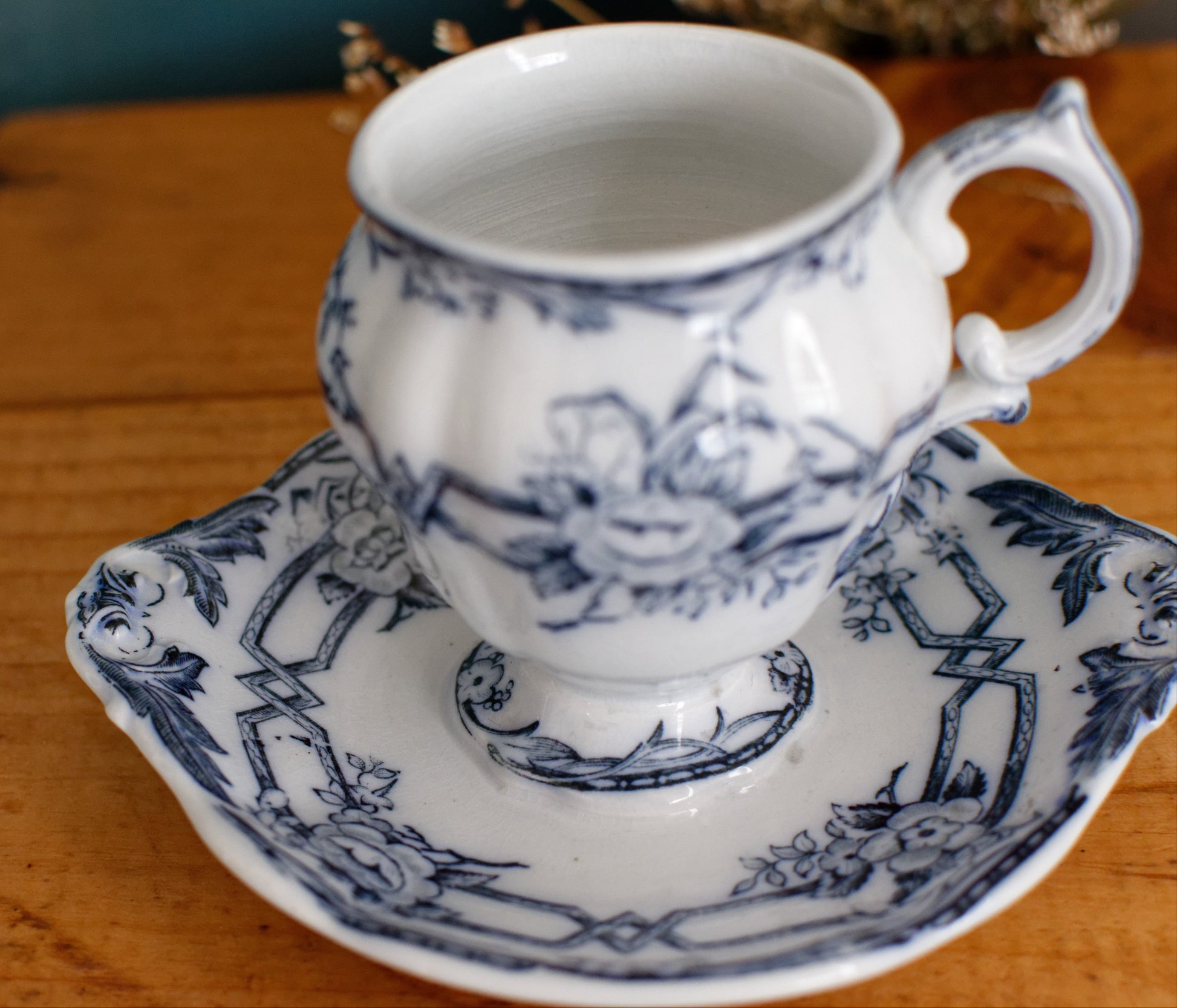 CERES Sarreguemines French Antique Ironstone Lavender Transferware Mustard Pot Jar Moutardier Terre de Fer Faience