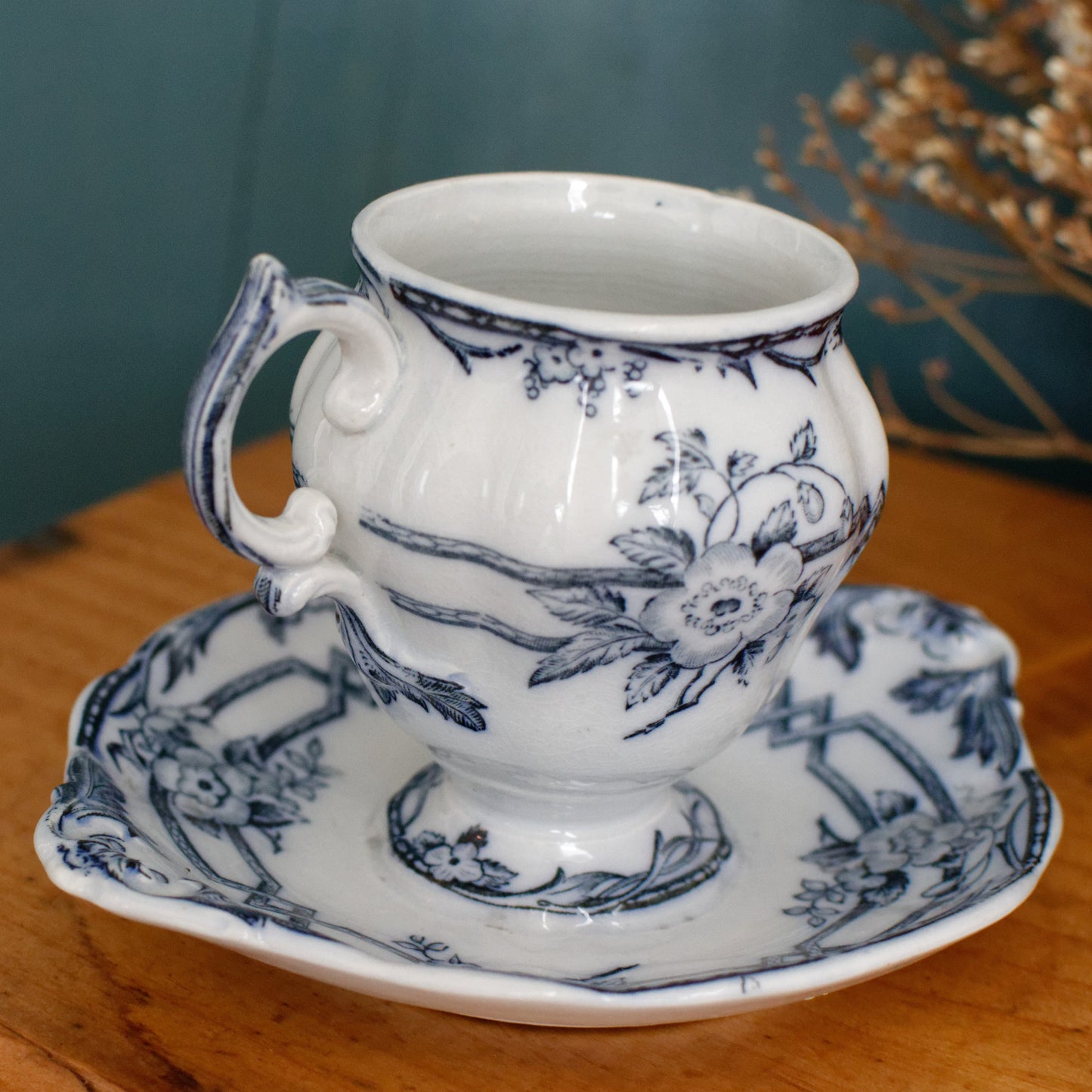 CERES Sarreguemines French Antique Ironstone Lavender Transferware Mustard Pot Jar Moutardier Terre de Fer Faience