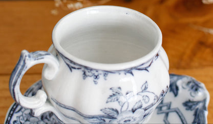 CERES Sarreguemines French Antique Ironstone Lavender Transferware Mustard Pot Jar Moutardier Terre de Fer Faience