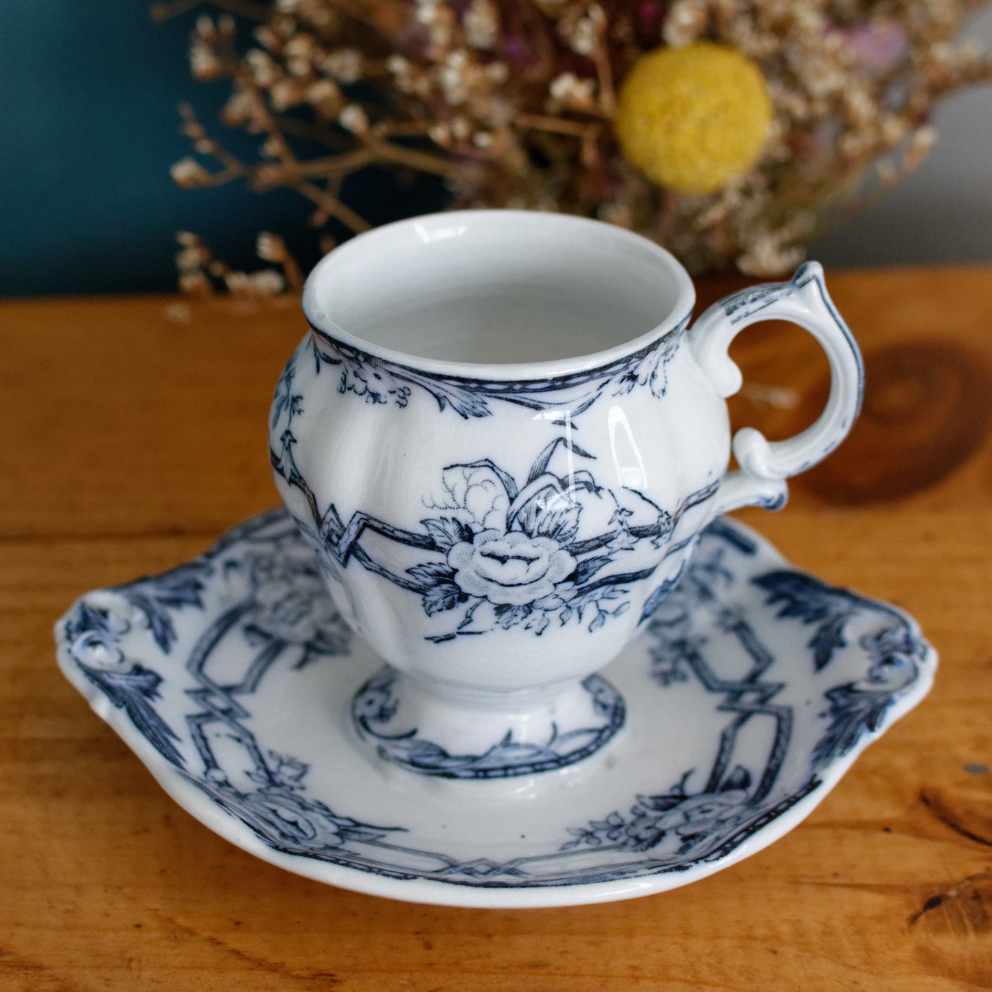 CERES Sarreguemines French Antique Ironstone Lavender Transferware Mustard Pot Jar Moutardier Terre de Fer Faience