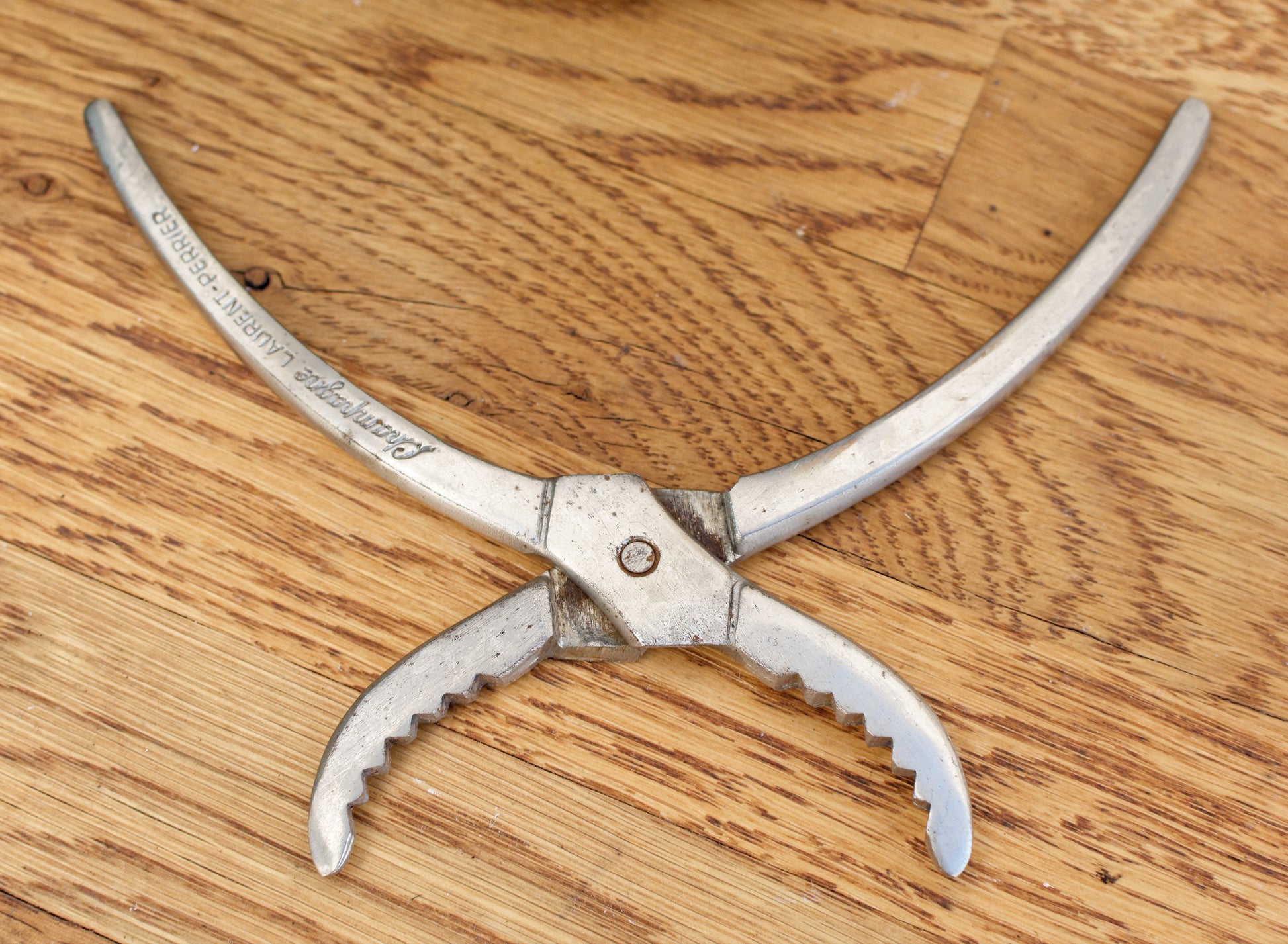French Vintage CHAMPAGNE Laurent Perrier Cork Pliers Puller Silver Plated Barware Made in France