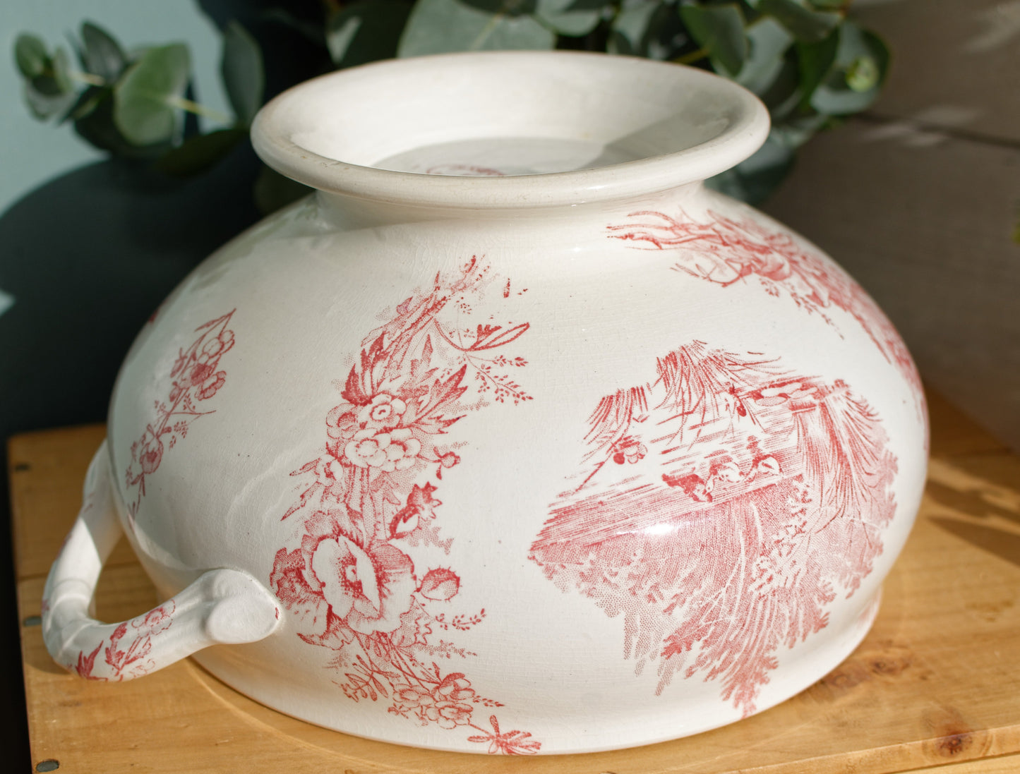 Années 1890/1900 ~ « Champetre » FF (Fenal Frères) PEXONNE ~ Français Antique Ironstone Red Transferware Soup Tureen with Serving Plate ~ Terre de Fer