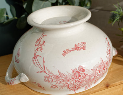 Années 1890/1900 ~ « Champetre » FF (Fenal Frères) PEXONNE ~ Français Antique Ironstone Red Transferware Soup Tureen with Serving Plate ~ Terre de Fer