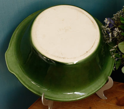 Français vintage « Charcuterie de Porc Fermier/L’Ancienne » Plat de cocotte ovale en grès céramique émaillé ~ Poêle à gratin en grès émaillé