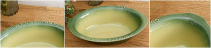 French Vintage "Charcuterie de Porc Fermier/L'Ancienne" Glazed Ceramic Stoneware Oval Casserole Dish Enameled Sandstone Gratin Pan