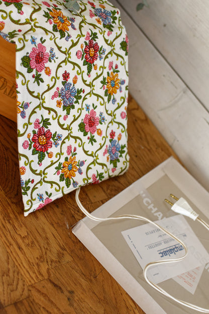 1970s French Vintage Electric 12 Plate Warmer in Fabric "Chauffe Assiettes Plat" Made by AMPLELEC 100% cotton 68550 Amplepuis