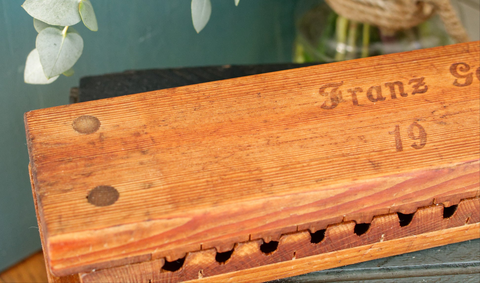 1952 German Antique Collectible Wooden 20 Cigar Mold Press Franz Geiger Oberweier 19 Patent No. 35806 Hier õffnen und Schliessen Tobacco Mold Pressoir Moule a Cigare en Bois