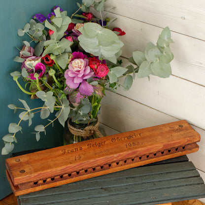 1952 German Antique Collectible Wooden 20 Cigar Mold Press Franz Geiger Oberweier 19 Patent No. 35806 Hier õffnen und Schliessen Tobacco Mold Pressoir Moule a Cigare en Bois