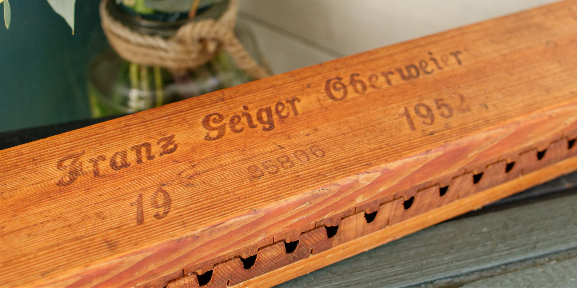 1952 German Antique Collectible Wooden 20 Cigar Mold Press Franz Geiger Oberweier 19 Patent No. 35806 Hier õffnen und Schliessen Tobacco Mold Pressoir Moule a Cigare en Bois