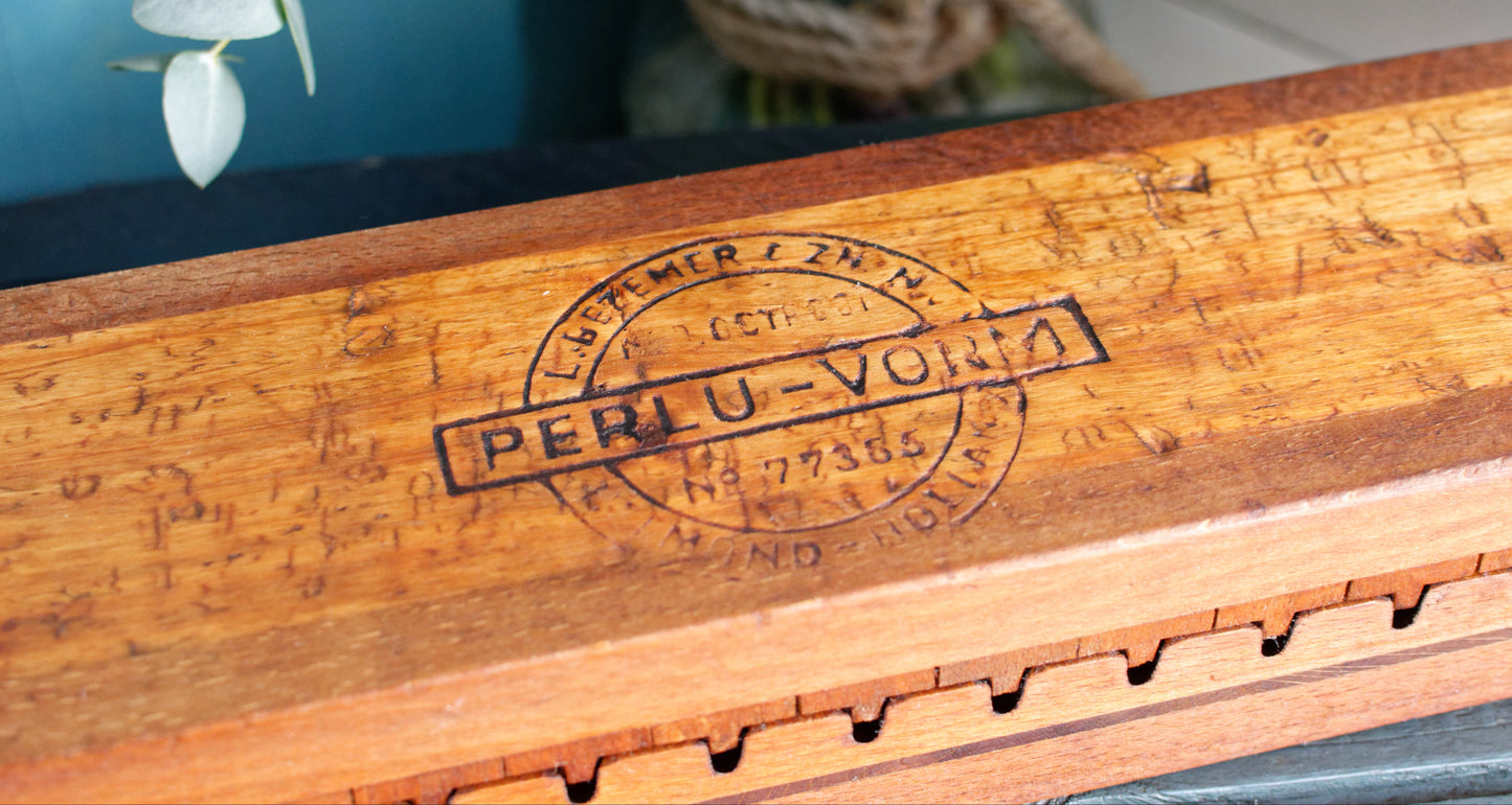 1950s Antique Dutch Collectible Wooden 20 Cigar Mold Press L. Bezemer et ZN N.V. MED. OCTR001 Perlu-Vorm Patent No. 77385 Helmond Holland 8040 Tobacco Mold Pressoir Moule a Cigare en bois