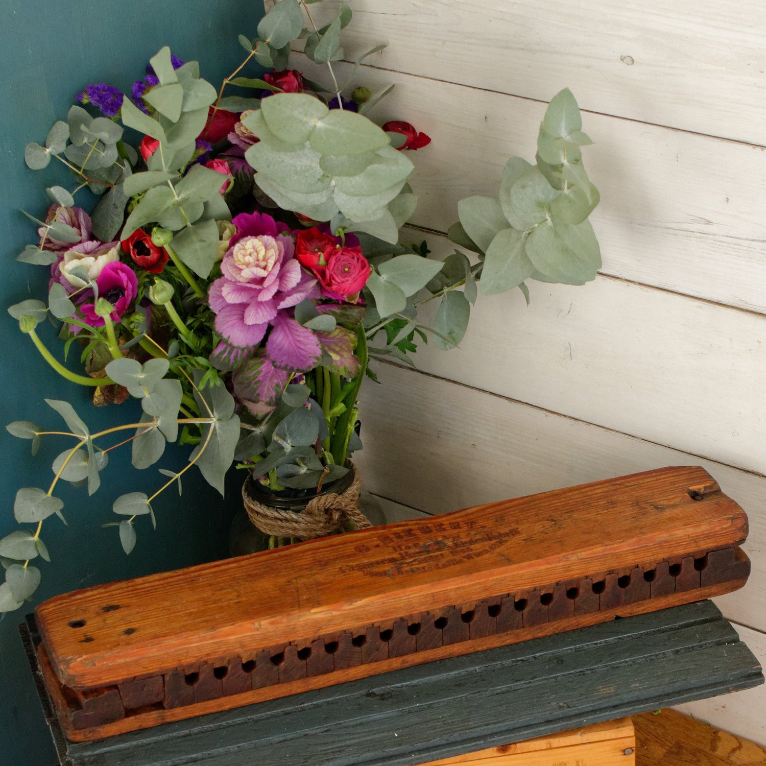 1865 German Antique Collectible Wooden 20 Cigar Mold Press G.Siebert 1865 Wien Germany Tobacco Mold Pressoir Moule a Cigare en Bois