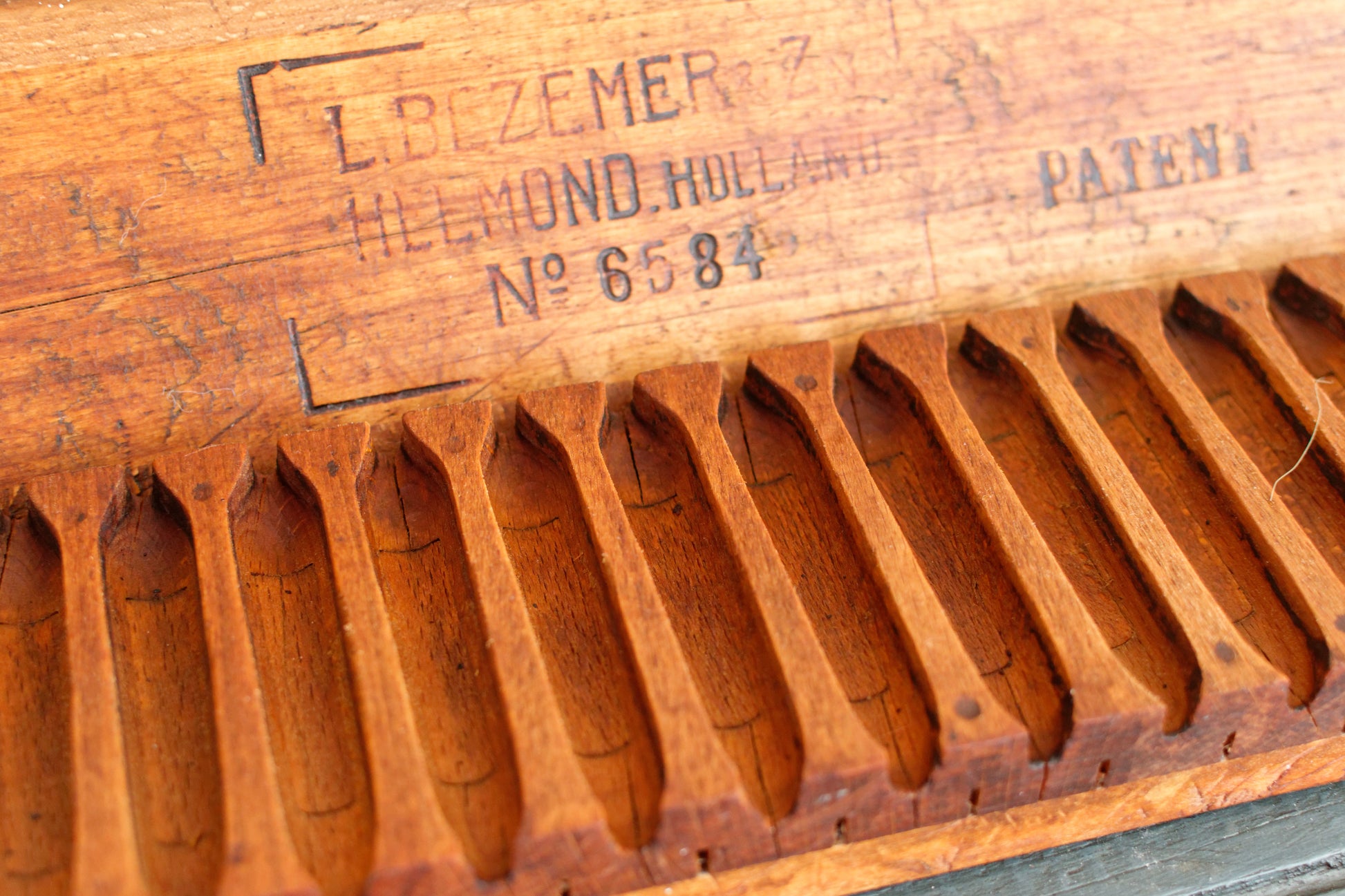 Antique Dutch Collectible Wooden 20 Cigar Mold Press  L. Bezemer et ZN No. 6584 Helmond Holland Tobacco Mold Pressoir Moule a Cigare en bois