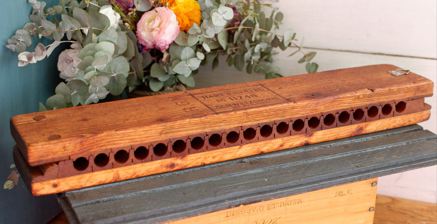 German Vintage Collectible Wooden 20 Cigar Mold Press DRGM Hart & Hertel No.11748 Schwetzingen BEI Mannheim Tobacco Mold