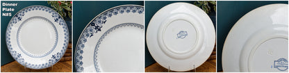 Dahomey Sarreguemines U&C French Antique Ironstone Blue transferware Dinner Plate Terre de Fer Faience