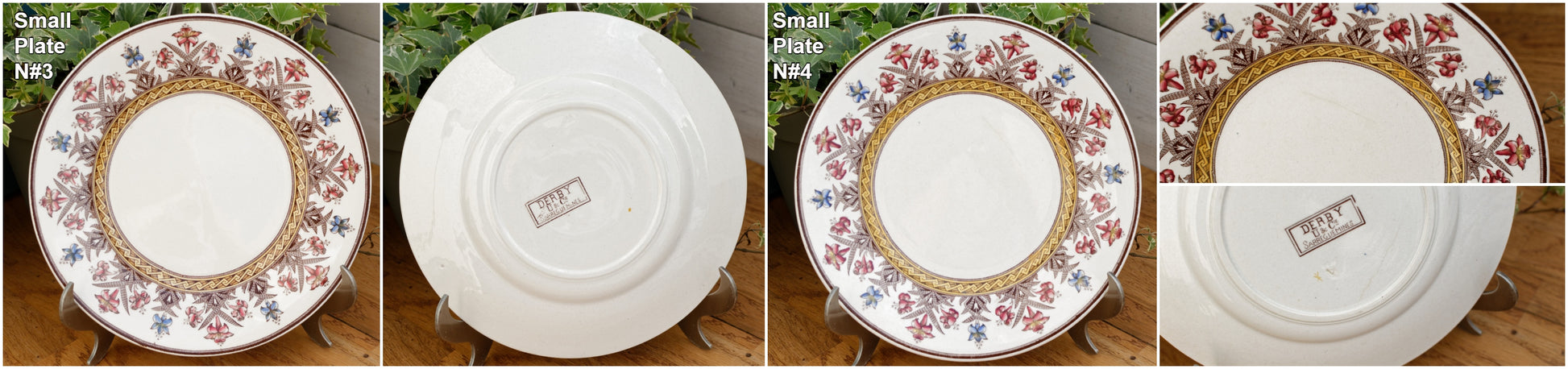 DERBY Motif Sarreguemines U&C French Antique Ironstone Polychrome Small Plate Terre de Fer en FAIENCE