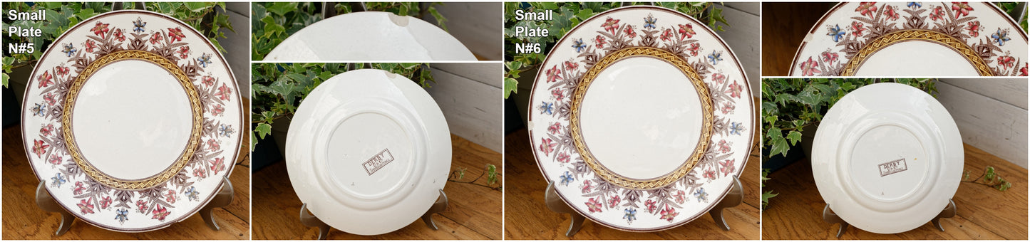 DERBY Motif Sarreguemines U&C French Antique Ironstone Polychrome Small Plate Terre de Fer en FAIENCE