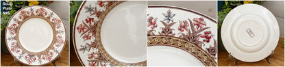 DERBY Motif Sarreguemines U&C French Antique Ironstone Polychrome Soup Plate Terre de Fer en FAIENCE