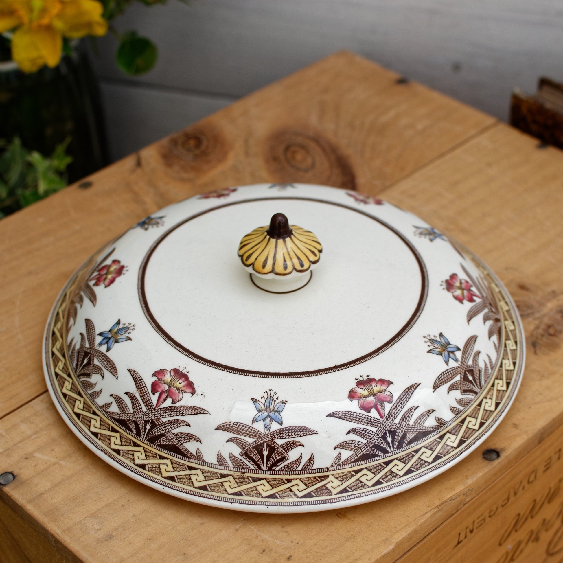 DERBY Motif Sarreguemines U&C French Antique Ironstone Polychrome Small Plate Terre de Fer en FAIENCE