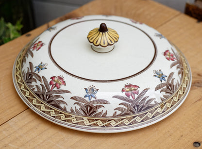 DERBY Motif Sarreguemines U&C French Antique Ironstone Polychrome Small Plate Terre de Fer en FAIENCE