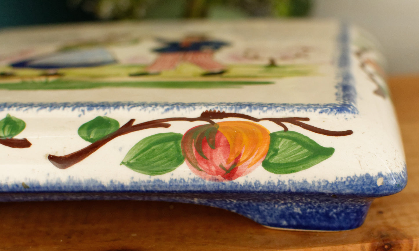 French Antique Ironstone TRIVET Pot Plate Dessous de Plat DESVRES France Terre de Fer Faience