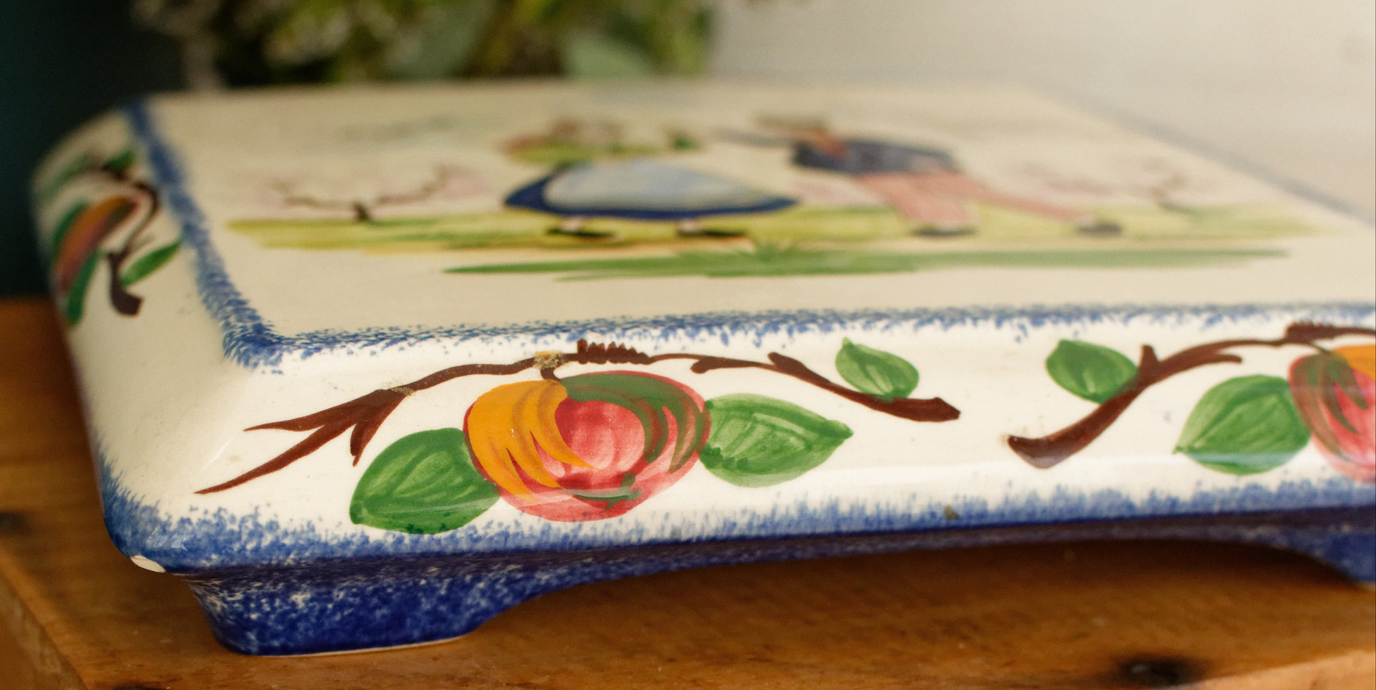 French Antique Ironstone TRIVET Pot Plate Dessous de Plat DESVRES France Terre de Fer Faience