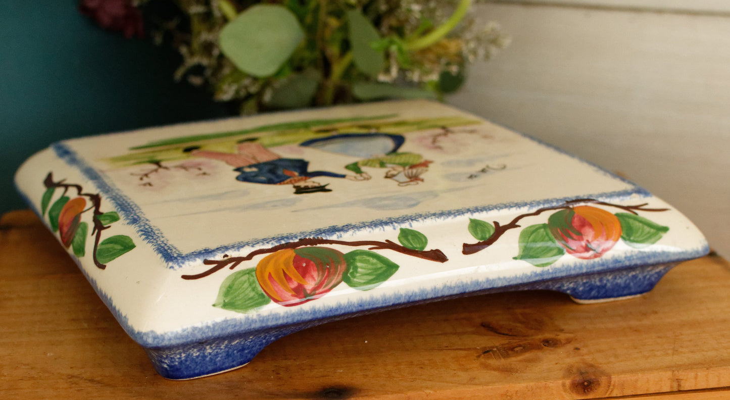 French Antique Ironstone TRIVET Pot Plate Dessous de Plat DESVRES France Terre de Fer Faience