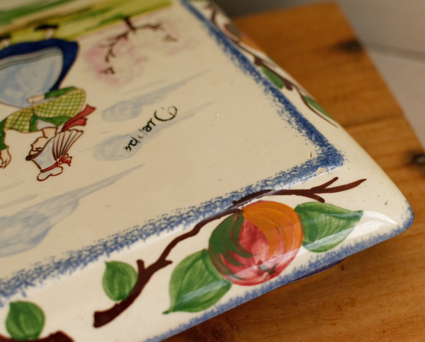 Années 1890 ~ ​​« Cyrand » CM Creil et Montereau ~ Français Antique Ironstone Porcelain TRIVET Pot Plate « Dessous de Plat » ~ Terre de Fer