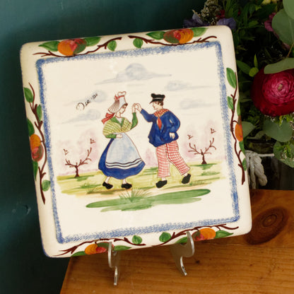 French Antique Ironstone TRIVET Pot Plate Dessous de Plat DESVRES France Terre de Fer Faience