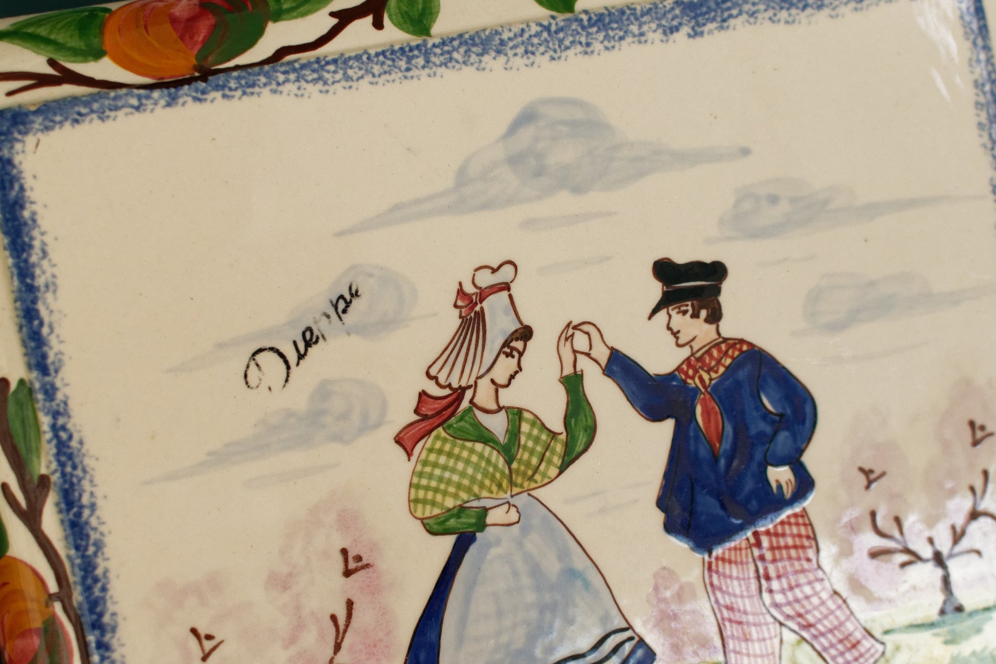 French Antique Ironstone TRIVET Pot Plate Dessous de Plat DESVRES France Terre de Fer Faience