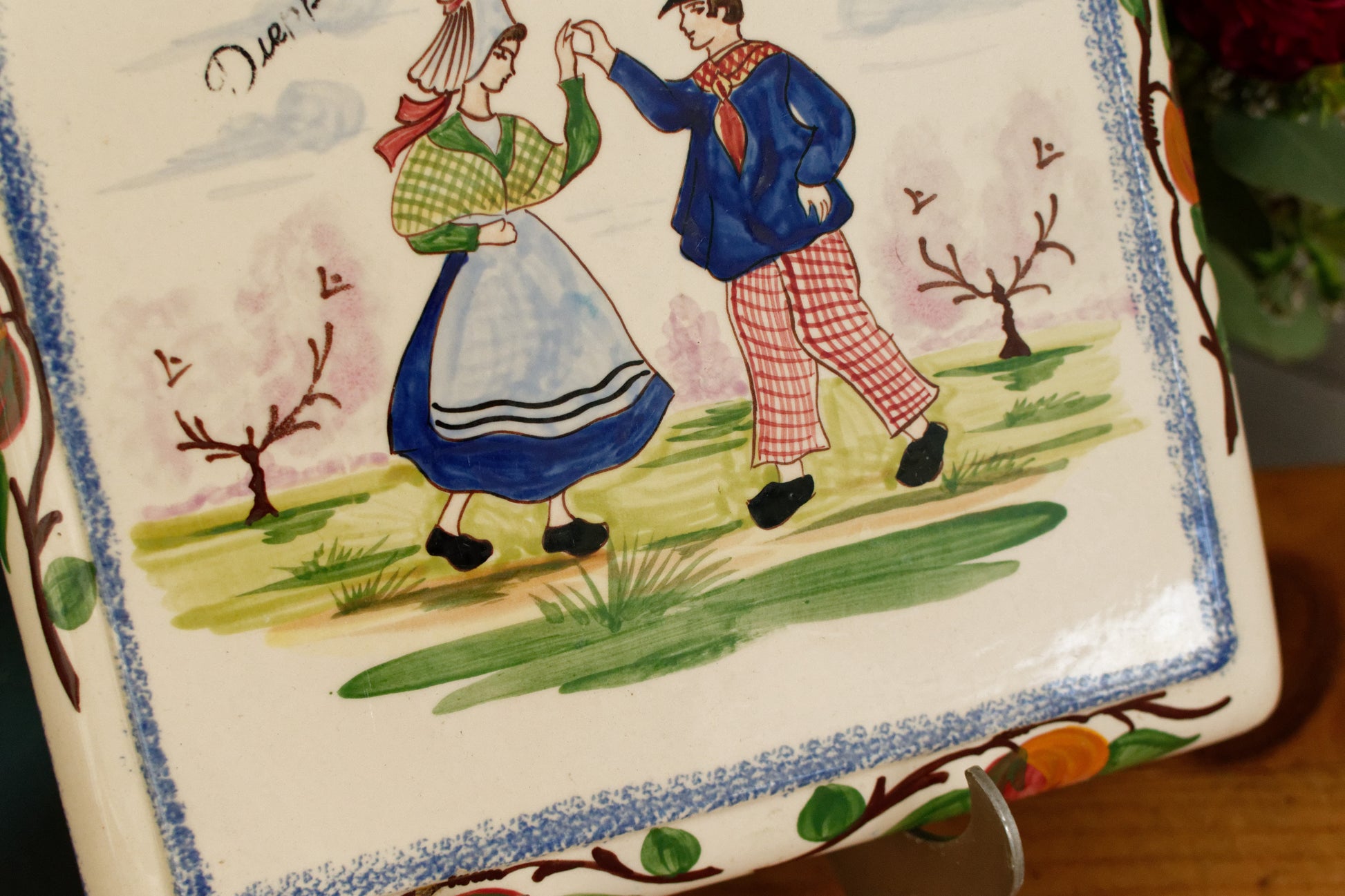 French Antique Ironstone TRIVET Pot Plate Dessous de Plat DESVRES France Terre de Fer Faience