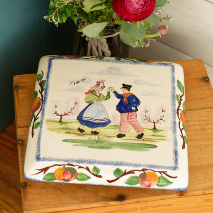 French Antique Ironstone TRIVET Pot Plate "Dessous de Plat" ~ DESVRES France ~ Terre de Fer Faience