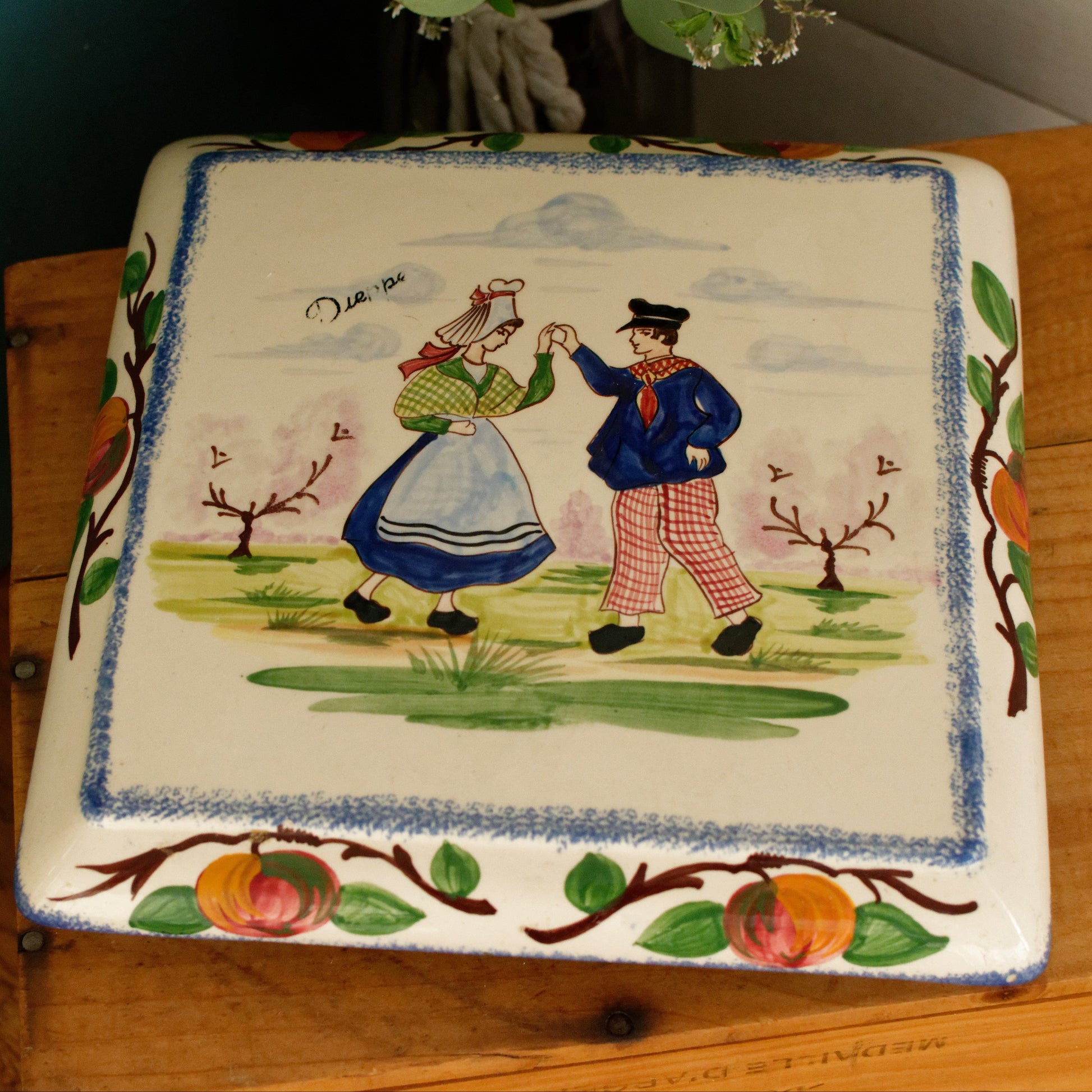 French Antique Ironstone TRIVET Pot Plate Dessous de Plat DESVRES France Terre de Fer Faience