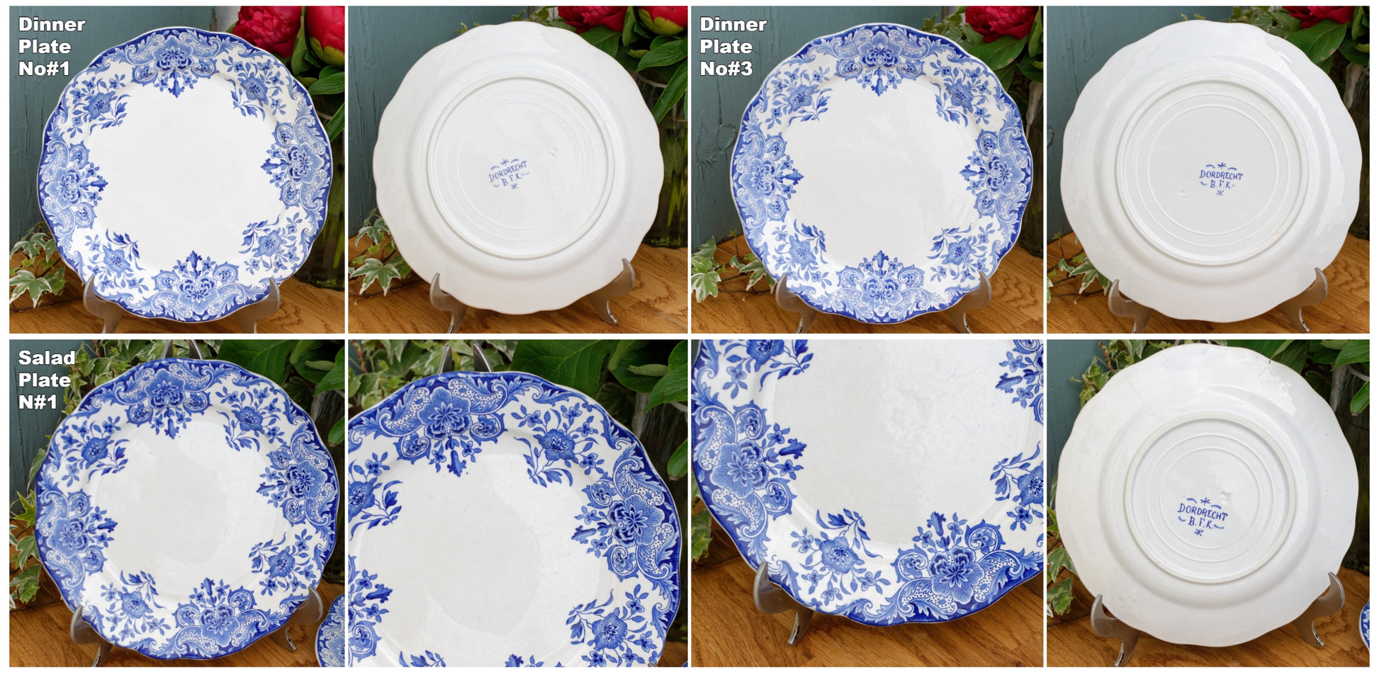 Belgian Antique Ironstone DORDRECHT Motif Boch Freres Keramis (BFK) Blue Transferware Plate Terre de Fer en Faience