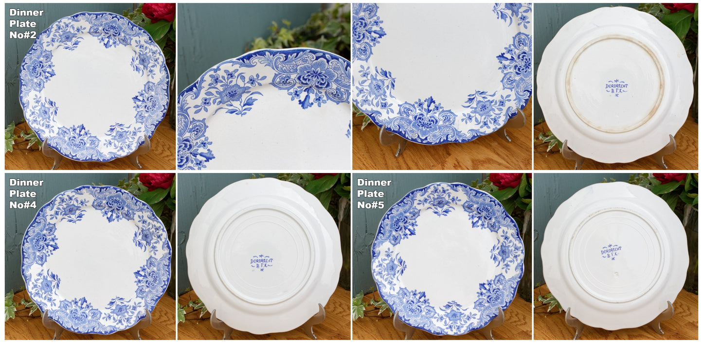 Belgian Antique Ironstone DORDRECHT Motif Boch Freres Keramis (BFK) Blue Transferware Plate Terre de Fer en Faience