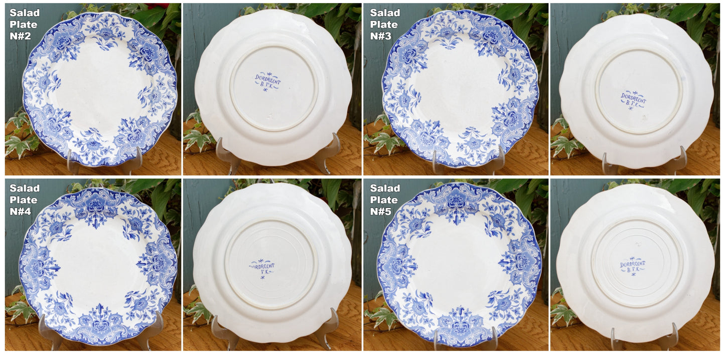 Belgian Antique Ironstone DORDRECHT Motif Boch Freres Keramis (BFK) Blue Transferware Plate Terre de Fer en Faience