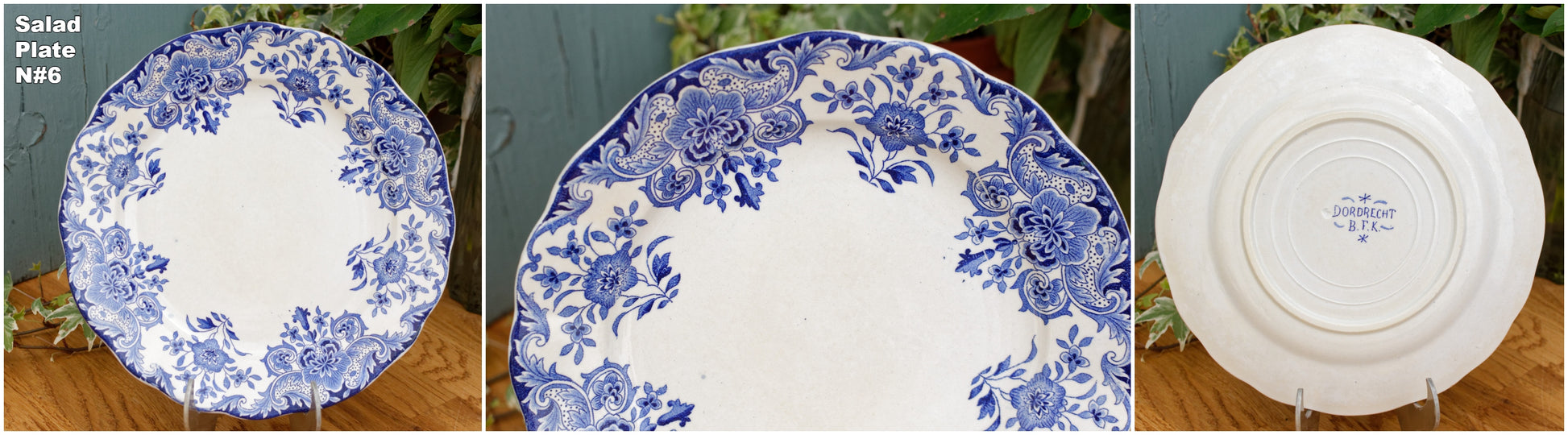 Belgian Antique Ironstone DORDRECHT Motif Boch Freres Keramis (BFK) Blue Transferware Plate Terre de Fer en Faience