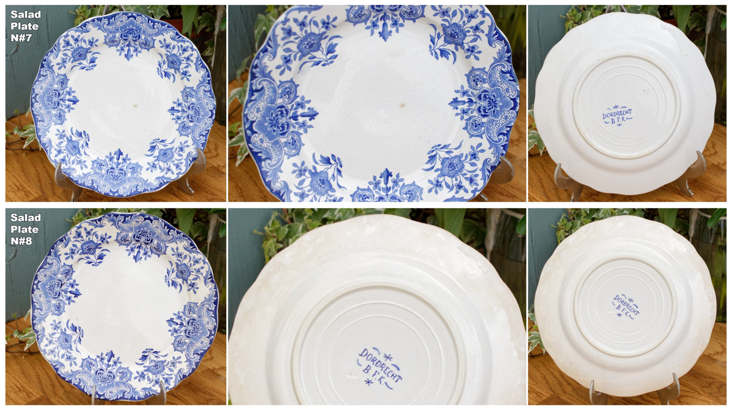 Belgian Antique Ironstone DORDRECHT Motif Boch Freres Keramis (BFK) Blue Transferware Plate Terre de Fer en Faience