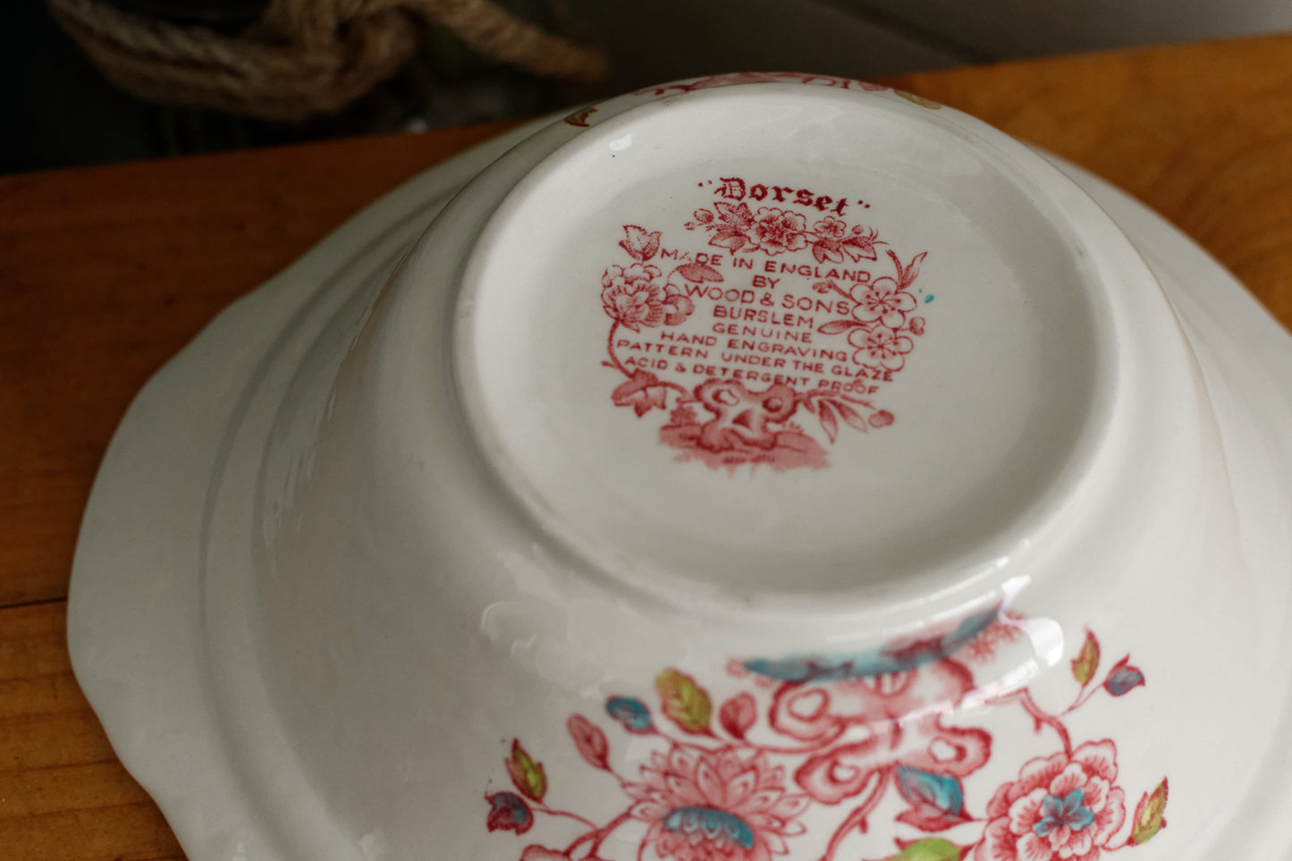 DORSET Woods & Sons Burslem English Vintage Ironstone Polychrome Covered Serving Tureen Fine China